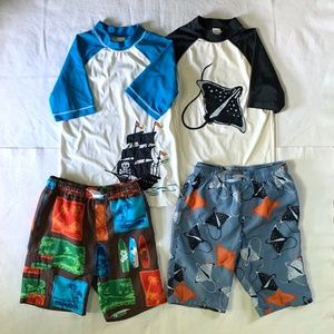Boys Gymboree Size 10 Swim Trunks + Size 12 Swim Shirts